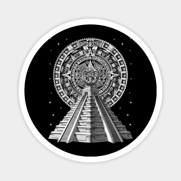 Aztec Pyramid Calendar Magnet by underheaven